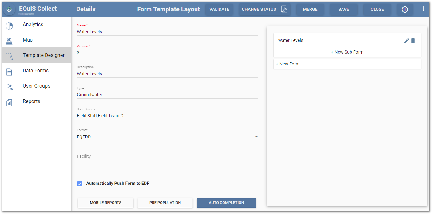 Form Template Layout - Details Left Side